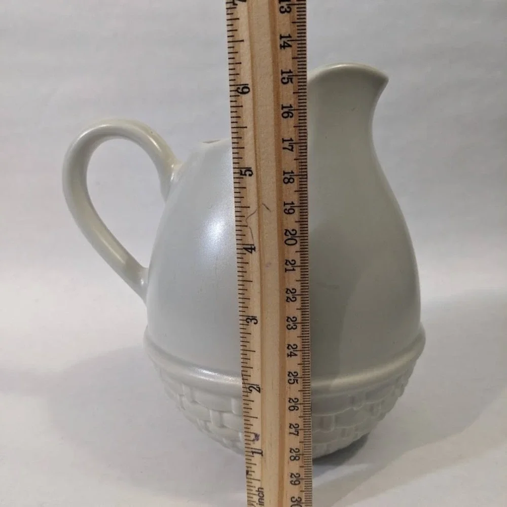 Vintage Pfaltzgraff Basketweave Stoneware Pitcher Off-White Vintage Farmhouse